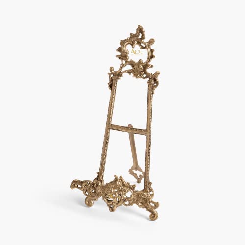 "Assorted Collections Brass Easel Display Stands for Art Deco, Paintings, Pictures, Decorative Plates, Wedding Signs, Menu Stand, Home Decor Pictures Stand 12"""
