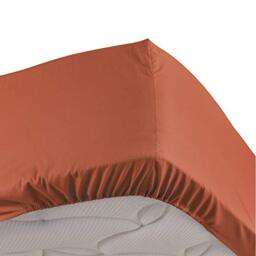 Douceur d'Intérieur, Fitted Sheet (140 x 190 cm) Percaline Terracotta, Cotton Percale