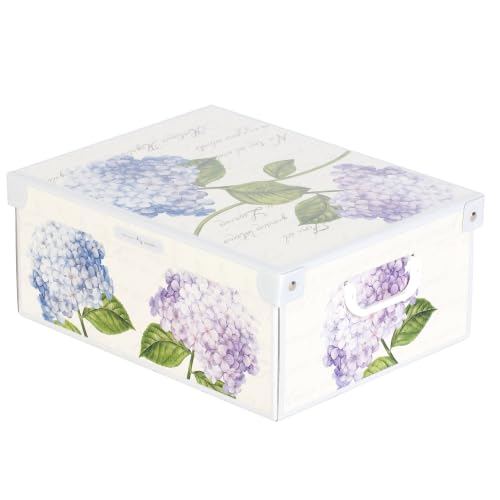 Lavatelli Cardboard Storage Boxes with Lid Hydrangeas 32x42x17.5cm Bedroom - Cardboard storage boxes with lids in cardboard, single box of 32x42x17.5 cm, for clothes and blankets. Made in Italy