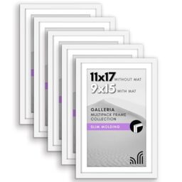 Americanflat 12x18 Poster Frame Set Of 2 - White With Plexiglass, Includes Mat For 11x17 Display