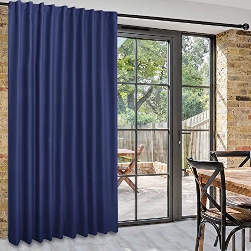 DWCN Patio Sliding Door Curtains - Extra Wide Curtains for Glass Door, Privacy Room Divider Blackout Thermal Curtain Panel with Back Tab & Rod Pocket for Bedroom Partition, 80 x 84 Inches, Navy Blue