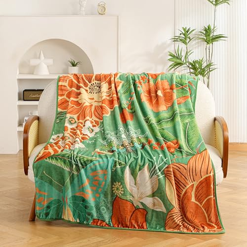 Tyrot Boho Floral Botanical Bed Throw Blanket, C4, 50x60