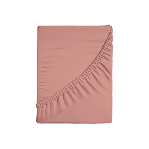 Fitted Sheets in Plain Colour, 130 x 200 + 30 cm, 100% Cotton Percale 200 Thread Count, Corner Height 30 cm, Machine Washable