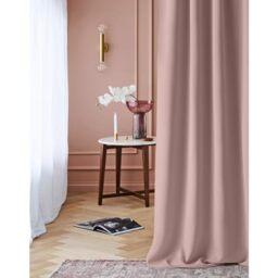 ROOM99 Laurel Curtain with Eyelets, 140 x 280 cm, Width x Height Blackout Opaque Sliding Curtains, Living Room, Bedroom, Powder Pink, Pack of 1