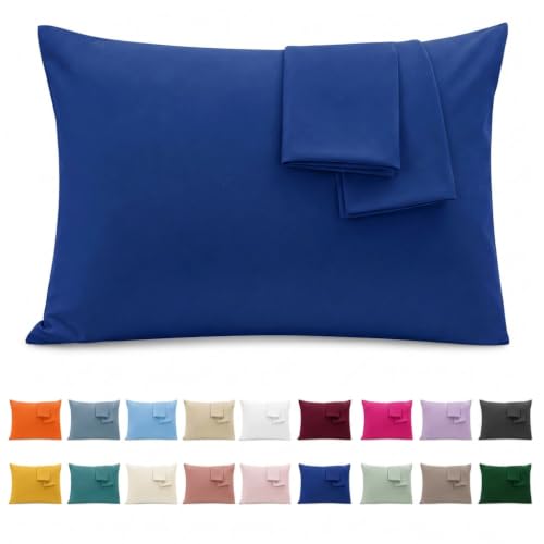 Jenny Sesal - Plain Cotton Pillowcases - Pack of 2 with Envelope Closure - Super Soft and Pleasant to the Touch - Perfect Size - 100% Pure Cotton (Royal)