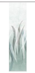 HOME WOHNIDEEN SIRALIO Sliding Curtain in Silk Look, Waves Digital Print, 245 x 60 cm, with Accessories, Colour: Sage, Size: 245 x 60 cm, Quantity: 1