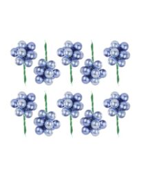 Ice Blue Glass Berry Cluster Decorations Set of 10, Christmas Tree Picks