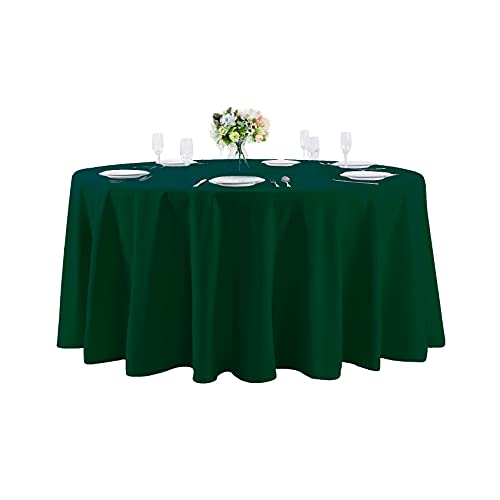 Cupuamon 132 inch Round Tablecloth Washable Polyester Table Cloth Decorative Table Cover for Wedding Party Dining Banquet???132 inch, Hunter???
