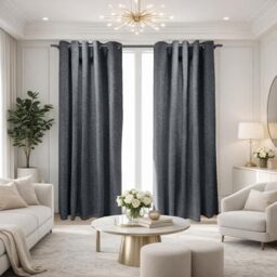 GC GAVENO CAVAILIA Blackout Curtains for Windows - 100% Polyester Velvet Eyelet Curtain (66x72 Inch) - 2 Panel Drapes, Super Soft Thermal Insulated Curtains for Bedroom & Living Room - Charcoal