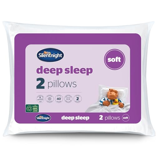 Silentnight Deep Sleep Pillows 2 Pack - Soft Support Pillows Comfortable Bed Pillow Designed for Front and Stomach Sleepers - Hypoallergenic and Machine Washable - Pack of 2