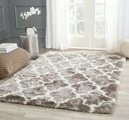 Safavieh Moroccan Shaggy Indoor Hand Tufted Rectangle Area Rug, Barcelona Shag Collection, BSG319, in Silver / Ivory, 91 X 152 cm for Living Room, Bedroom or Any Indoor Space