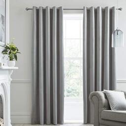 "Laurence Llewelyn-Bowen - Silver Velvet Curtains W66 x L90"" (168 x 229cm) - 2 Panels - Blackout Curtains for Bedroom - Silvery Grey Eyelet Curtains - Thermal/Soundproof Curtains - Montrose Collection"