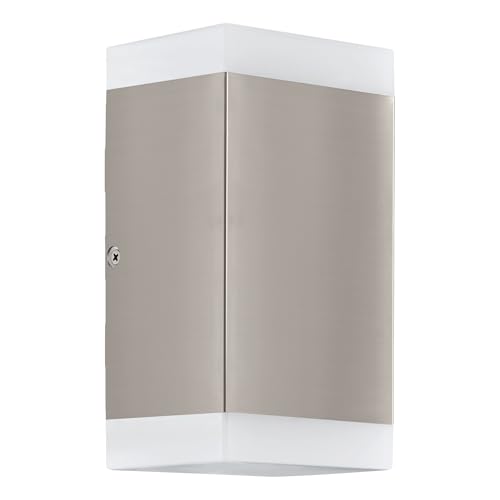 Eglo LED Outdoor wall Light Carpinera, 2 Flame External Porch Lighting, Angular Waterproof Outside lamp Made of Stainless Steel and White Plastic, GU10 Socket, IP44
