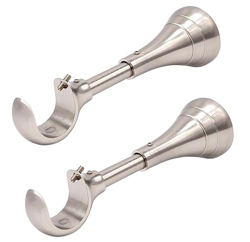 6 in Curtain Rod Brackets, Heavy Duty Large Curtain Rod Bracket, Extra Long Curtain Holder for 3/4 to 1 inch Rods, 2 pcs Brackets for Curtain Rods, Wall Mount, Set of Two, Brushed Nickel, Silver