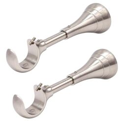 6 in Curtain Rod Brackets, Heavy Duty Large Curtain Rod Bracket, Extra Long Curtain Holder for 3/4 to 1 inch Rods, 2 pcs Brackets for Curtain Rods, Wall Mount, Set of Two, Brushed Nickel, Silver