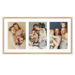 Golden State Art, 8.5x16.3 Gold Metal Frame - Ivory Mat for Three 5x7 Pictures - Sawtooth Hangers- Swivel Tabs - Wall Mounting - Landscape/Portrait - Real Glass - Collage Frame