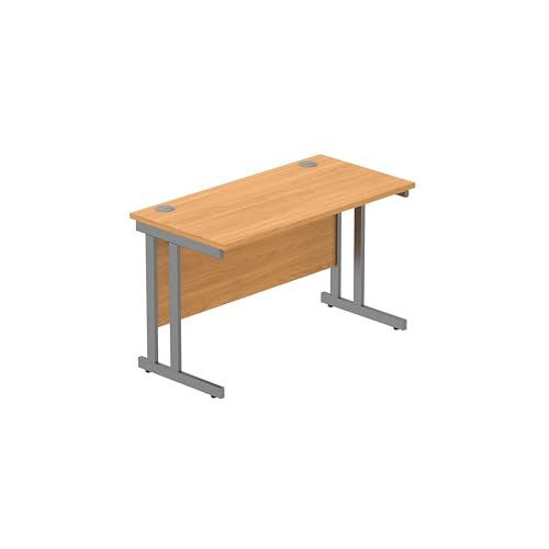 Office Hippo Heavy Duty Rectangular Cantilever PC Desk, Table, Home, Integrated Cable Ports, 5 Yr Wty, Graphite Frame, Norwegian Beech