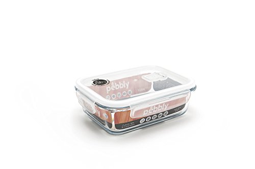 Pebbly pkv-1000rb Flat/Rectangular Box 1000 ml Glass Transparent Glass 20.4 x 15.4 x 7 cm