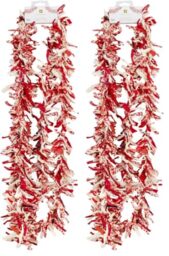 Talking Tables Recycled & Reusable Fabric Red and White Christmas Tree Tinsel upcycled 100% Cotton remnants - Ethically sourced in India - Enjoy for Many Christmases to Come - Made 3m (Pack of 2)