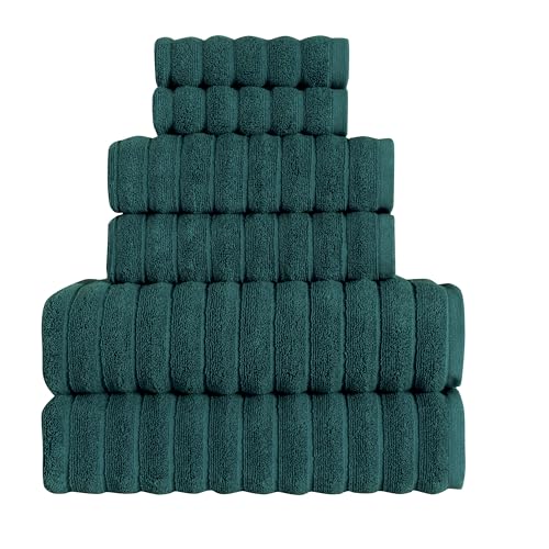 BERIBO Cloud Turkish Towels 100% Cotton - Set of 6-620gsm (Mallard Green)