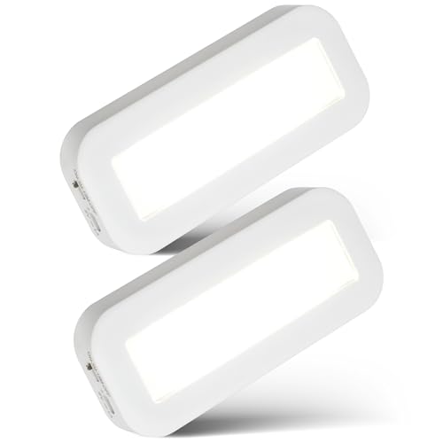 BRILONER - Battery Under Cabinet Light 2-Pack with Rechargeable LED, Neutral-White Illumination and Adhesive Mounting, Kitchen Under Cabinet Lighting, LED Lights for Cupboard, 15 x 6.5 x 2 cm, White