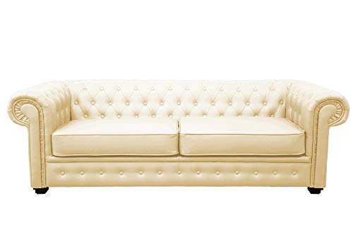 Venus Sofa Bed 3 Seater 2 Seater Black Cream Brown Red Faux Leather (3 Seater, Cream)