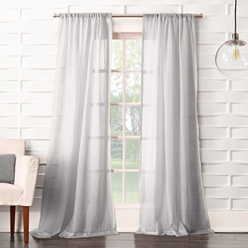 "No. 918 16871 Tayla Crushed Texture Semi-Sheer Rod Pocket Curtain Panel, 50"" x 84"", Gray"