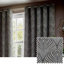 Paoletti Gatsby Jacquard Eyelet Curtains - 2 Panels - Width x Drop - 117 x 183cm (46 x 72) - Black
