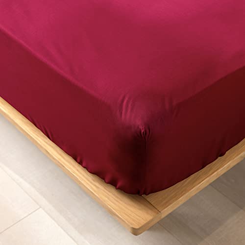 Douceur d'Intérieur Fitted Sheet 140 x 190 cm 100% Organic Cotton Biolina Burgundy