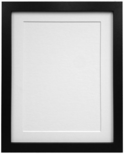 "FRAMES BY POST 25mm Black Photo Picture Poster Frame with White Mount 9"" x 7"" For Pic Size 6"" x 4"""