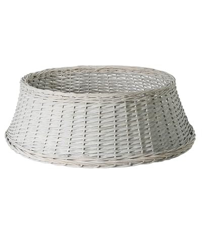 Grey Wicker Tree Collar – 70 cm Base, Hand-Woven Rattan Christmas Tree Stand Cover