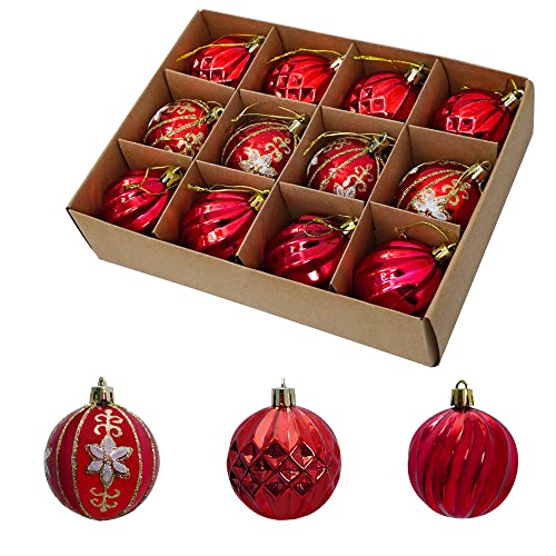 Uten Christmas Balls Christmas Tree Decoration Ornaments 12pcs 6cm Shatterproof Balls for Xmas Hanging Decorations Festival Holiday Decor