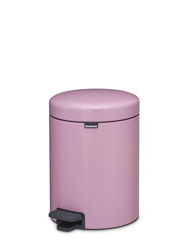 Brabantia NewIcon Pedal Bin 5L - Small Waste Bin for Bathroom or Toilet - Soft Closing Lid - Light Pedal Operation - with Removable Inner Bucket - Non-Slip Base - Lilac Pink - 21 x 27 x 29 cm