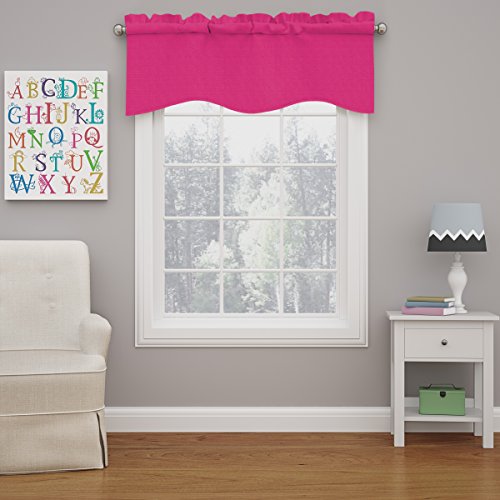 "Eclipse Kendall Modern Scalloped Valance Rod Pocket Window Curtain for Kitchen or Bathroom, Raspberry, 42"" x 18"""