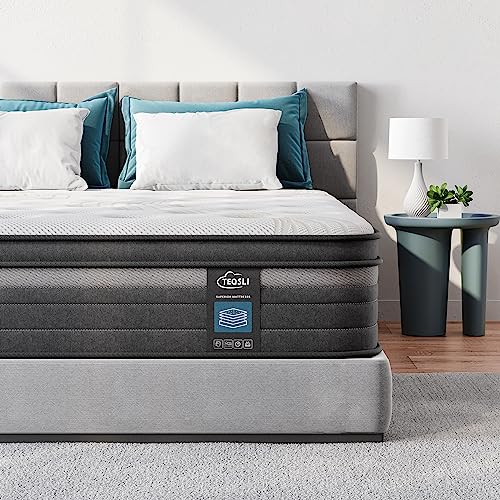TeQsli Individually Pocket Sprung Single Mattress 3FT with Soft Fabric, 10.6 Inch Hybrid Mattress Single for Pressure & Back Pain Relief, Medium Firm Mattress in a Box-90x190x27cm