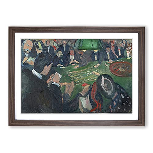 At The Roulette Table by Edvard Munch Framed Print - A2 Walnut Framed Wall Art - Ready to Hang - Modern Nature Picture - Living Room Bedroom Lounge Office