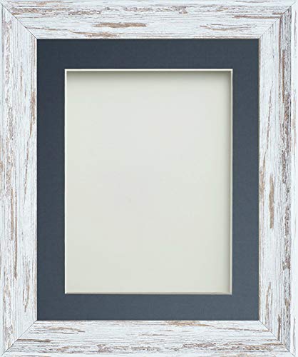 Frame Company Lynton Driftwood Photo Frame with Blue Mount, A3 for A4, fitted with perspex