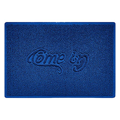 Nicoman COME-IN Embossed Shape Door Mat Dirt-Trapper Washable Barrier Doormat-(Use Indoor or Sheltered Outdoor)-(90x60cm/3x2ft,Large) Blue