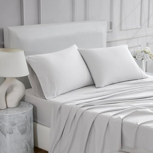 Linen Closet Ultimate Percale Light Gray King Set Sheet 4 Piece Set