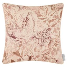 Voyage Maison Rothesay Feather Filled Cushion – Woodland Watercolour Printed Piped Country Décor (Coral - 43x43cm)