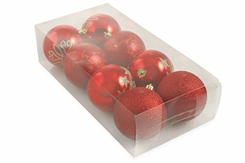 Galileo Casa Christmas Bauble Set, Red, 8 x 8 x 8 cm, 8 Units