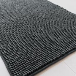 Sonive Non Slip Chenille Bath Mat 50x80cm,Anti Slip Quick Drying,Dark Grey