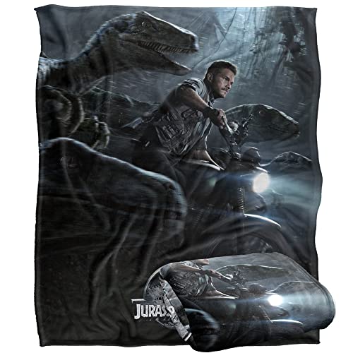 JURASSIC WORLD Raptor Poster Officially Licensed Silky Touch Super Soft Throw Blanket 152 x 127 cm