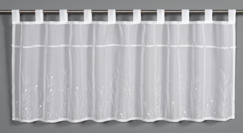 Gardinia Bistro Curtain Voile Branch Embroidery White 135 x 45 cm