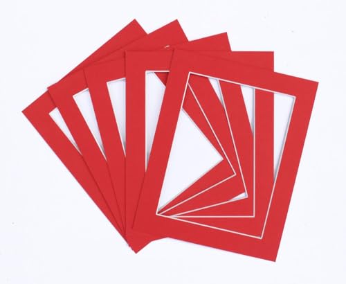 Frame Company Pack of 10 Red Mounts, 8x8 for 5x5 - Fits a 5x5 photo, External Mount Size 8x8, Pack of 10, Acid-Free