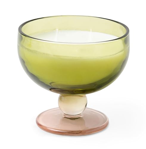 Paddywax Scented Candles Vintage Glass Aura Collection Soy Wax Blend 2-Wick Candle, 170g, Misted Lime