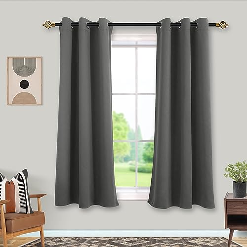Short Bathroom Curtains Window,Privacy Blackout Shower Window Curtain,45 Inch Length,Grey