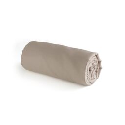 Pure Cotton - 100% Cotton Satin Fitted Sheet - Elegant and Soft Bed Linen - Standard 100 by Oeko-TEX - Washable at 40°C - 140 x 200 x 30 cm - Plain Taupe
