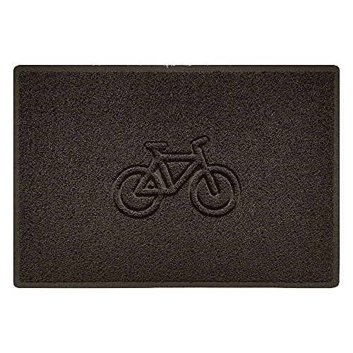 Nicoman Bike Embossed Shape Door Mat Dirt-Trapper Jet-Washable Doormat-(Use Outdoor ONLY)- (90x60cm/3x2ft, Large) Brown