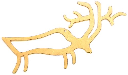 Plywood 10 x 3.5 cm Reindeer Ornament, Set of 5, Beige